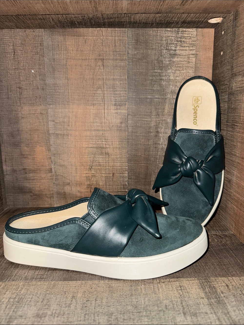 SPENCO Teal Slip-On Mules- size 8B - Picture 2 of 10